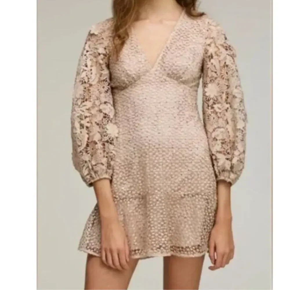 French Connection Gold Lace Sequin Cocktail Dress NWT Size 4